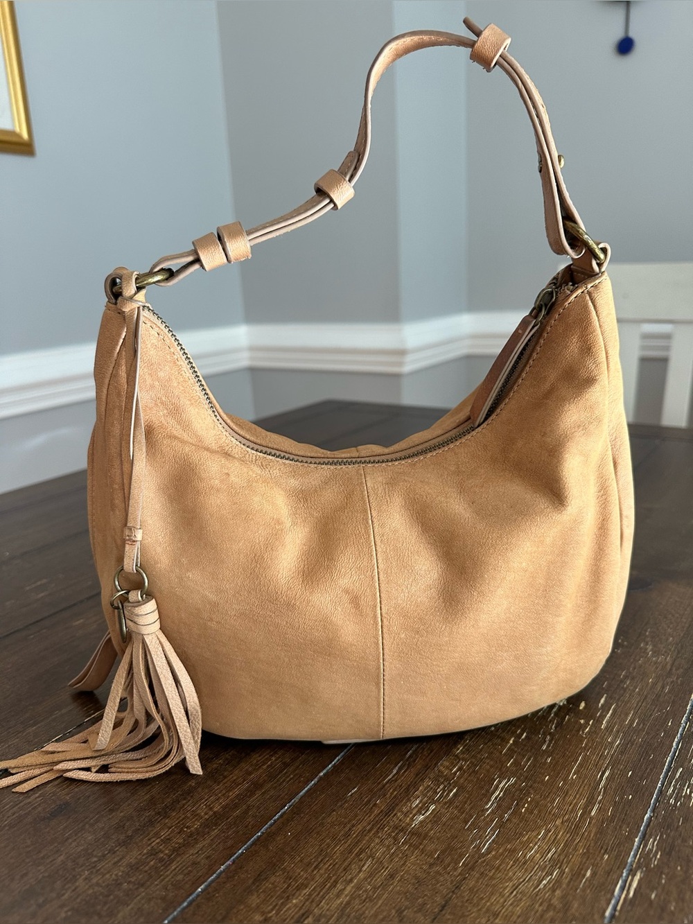 Lucky Brand Crescent tassel hobo bag